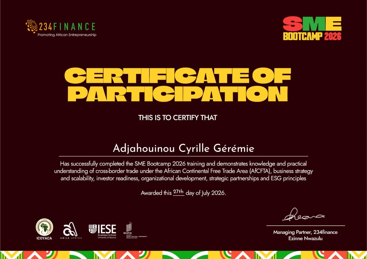 Certificat SME Bootcamp 2026 - Cyrille Gérémie ADJAHOUINOU